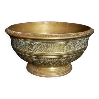 Old Indonesian Engraved Brass Bowl