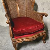 Pair of wooden and rattan armchairs, Louis XV style