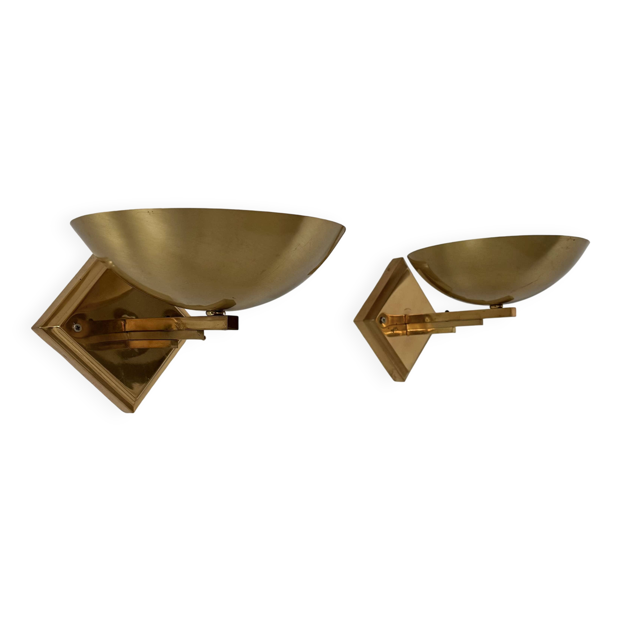 Pair of vintage brass wall lights, France 1970