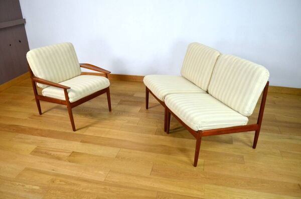 Fauteuils formant une banquette danoise de Grete Jalk édition Glostrup, 1960