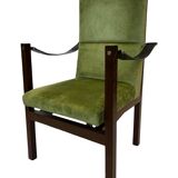 Vintage armchair solid wenge design 60s leather armrests design