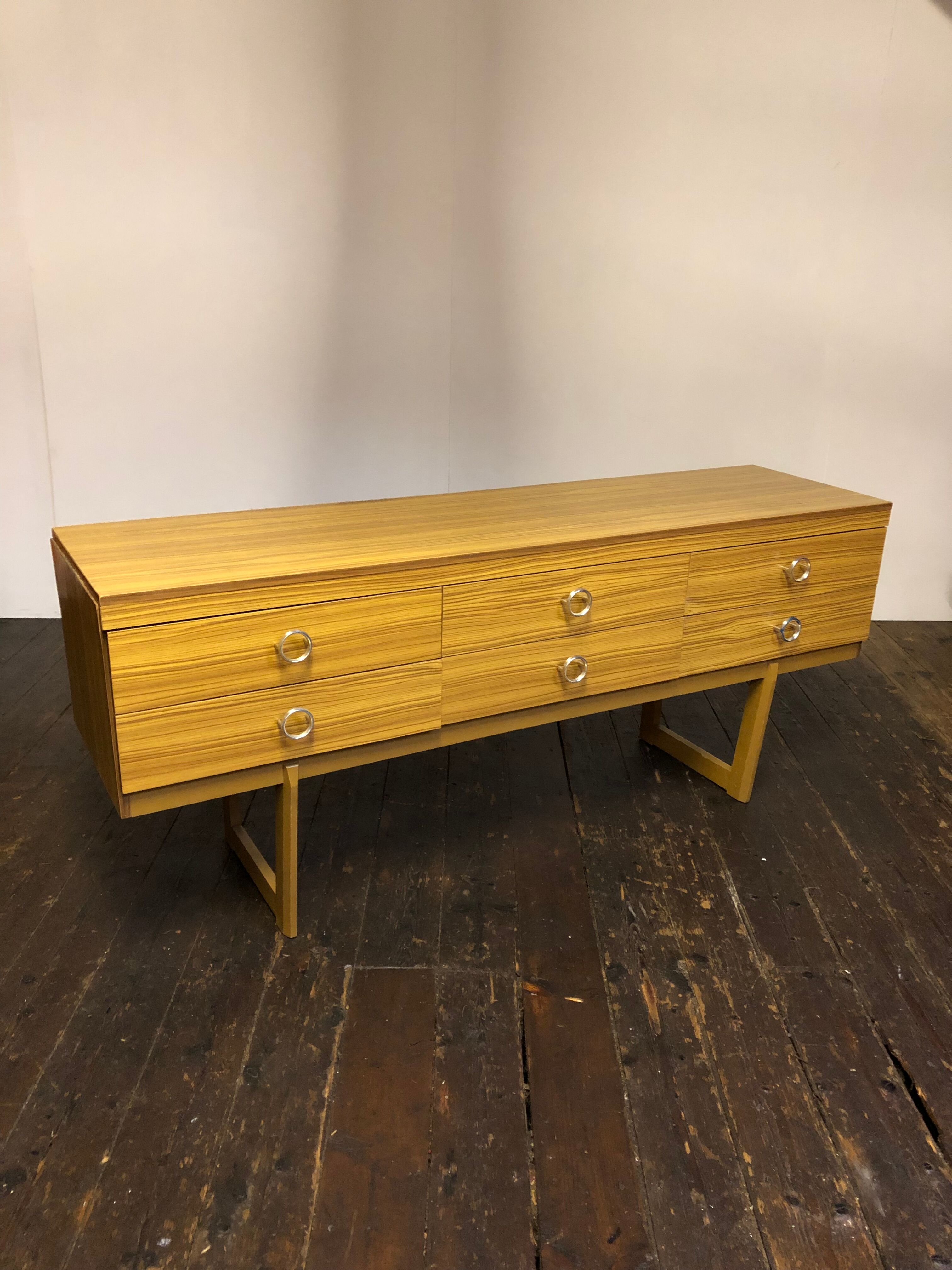 Vtg Mid Century Sideboard Danish Scandinavian Design Retro 70s Drawers