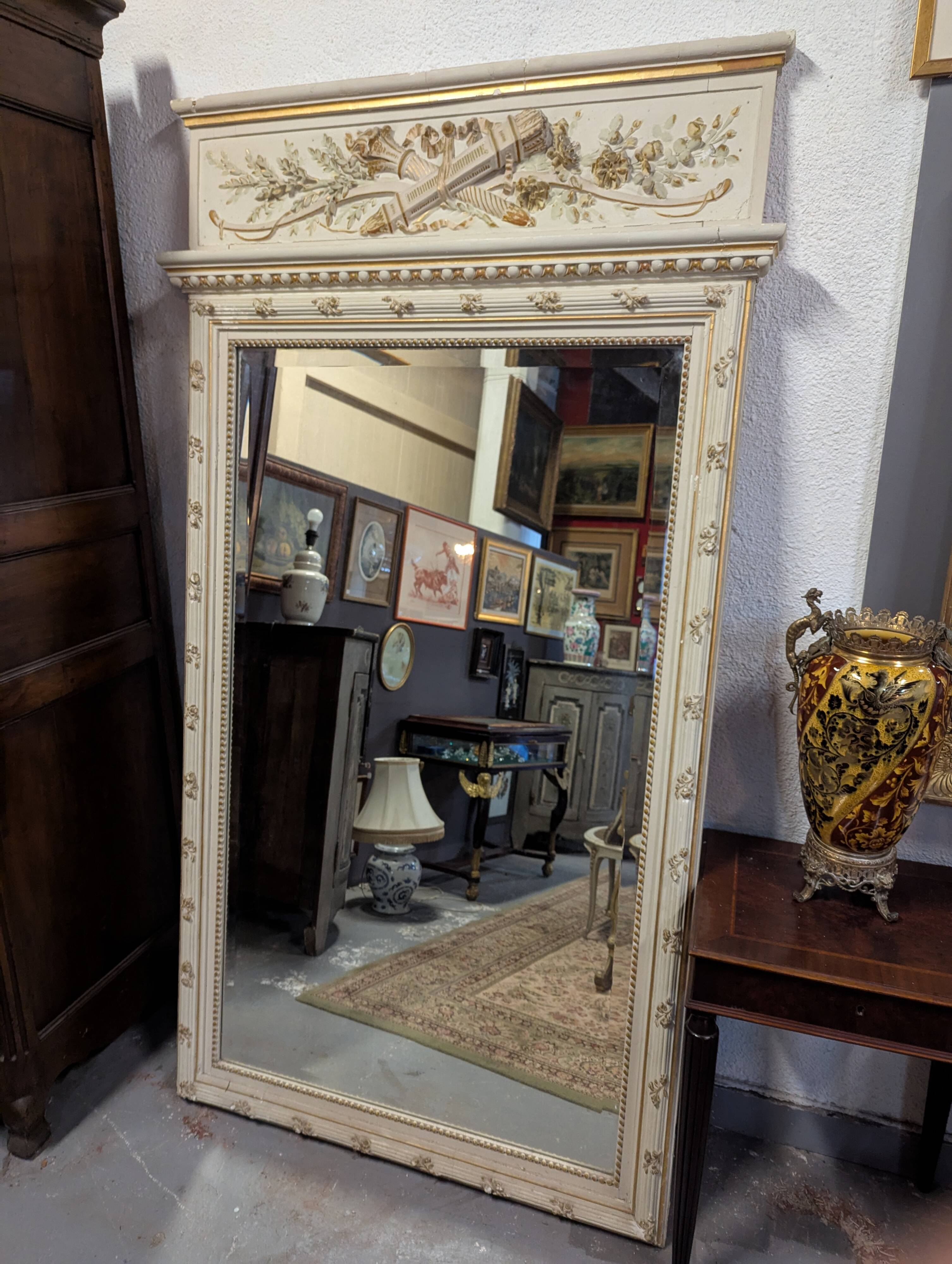 Large Napoleon III Trumeau with Sculpted Floral Decoration