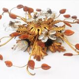 Banci-Firenze ceiling light, in Golden Iron and Crystal Flowers - 6 lamps