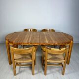 1980s Vintage Round Extendable Pine Dining Table