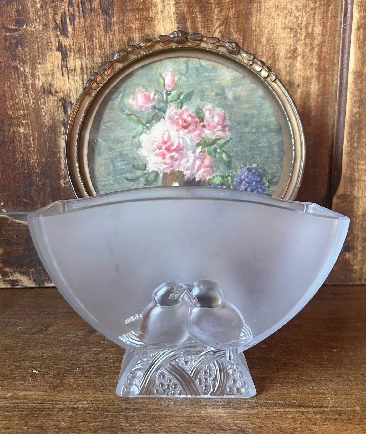Petit vase Verlys en pâte de verre – décor oiseaux, époque art déco