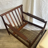 Fauteuils scandinave en teck massif avec ottoman 1960