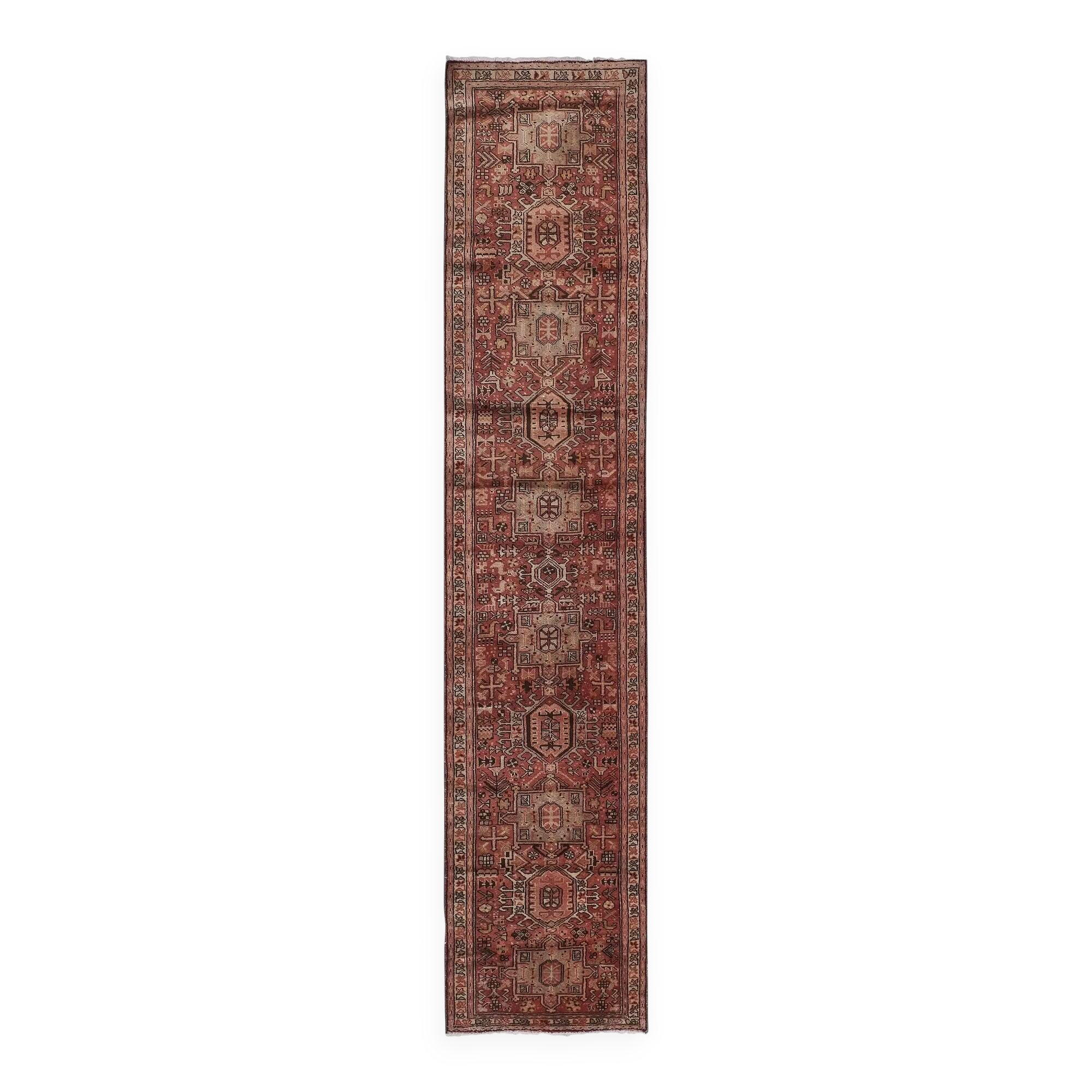 Vintage Turkish hallway rug 84x388 cm