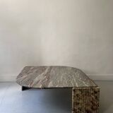 water green, beige and pink/burgundy marble drop coffee table, Roche Bobois 1970