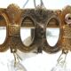 Antique crystal ceiling chandelier, Empire style, patinated gilt metal – pendant light