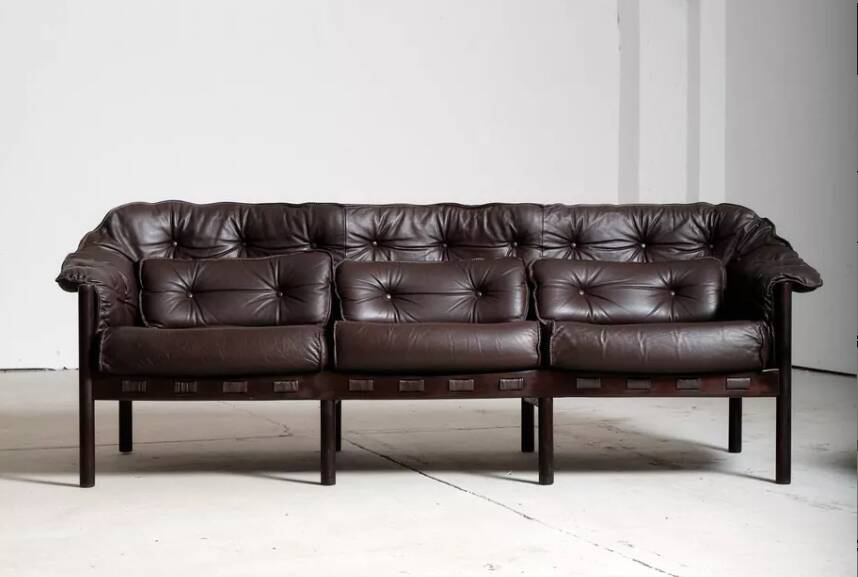 Canapé 3 places en cuir par Arne Norell pour Coja, années 70
