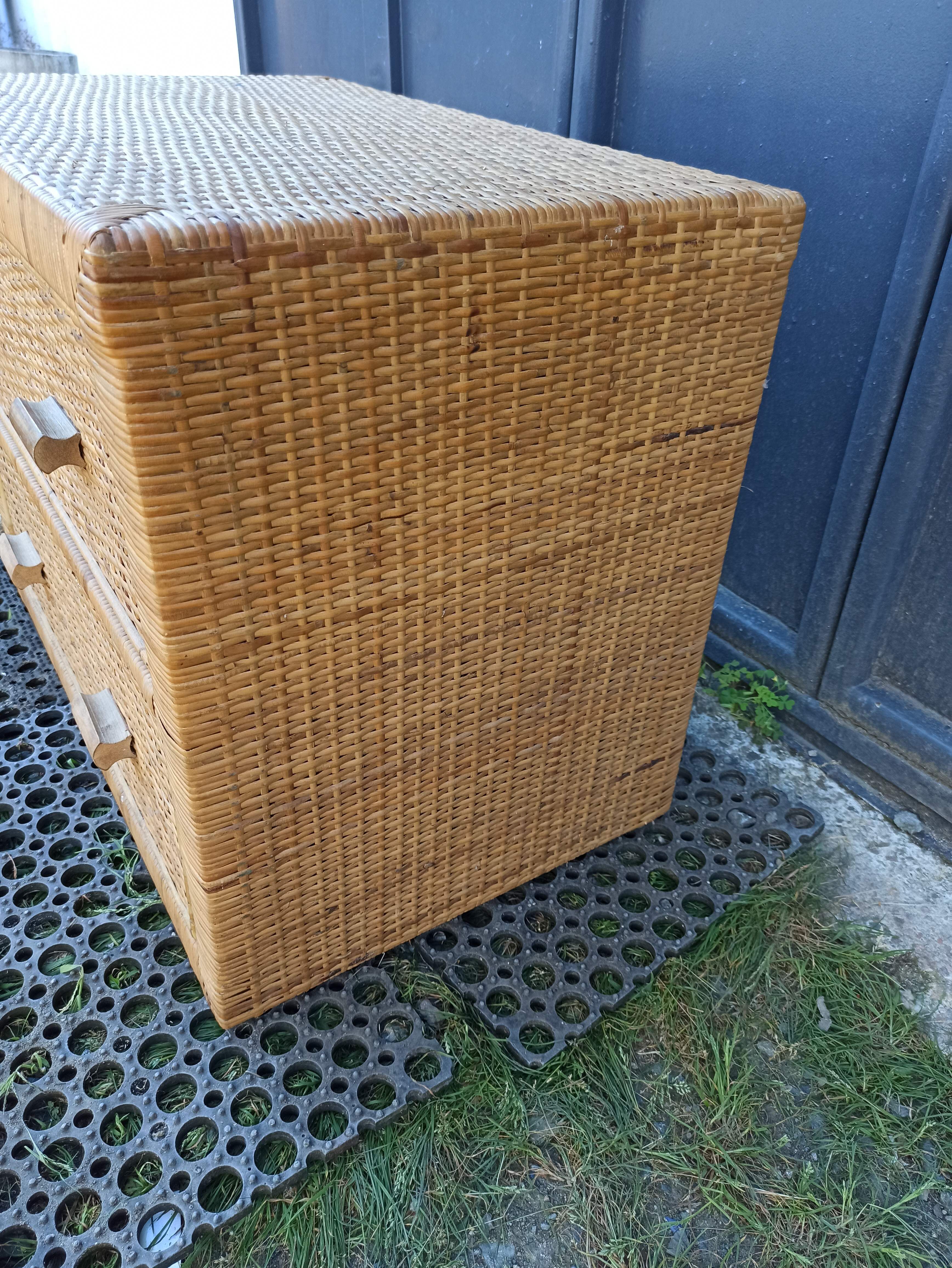 Commode rotin osier 2 tiroirs
