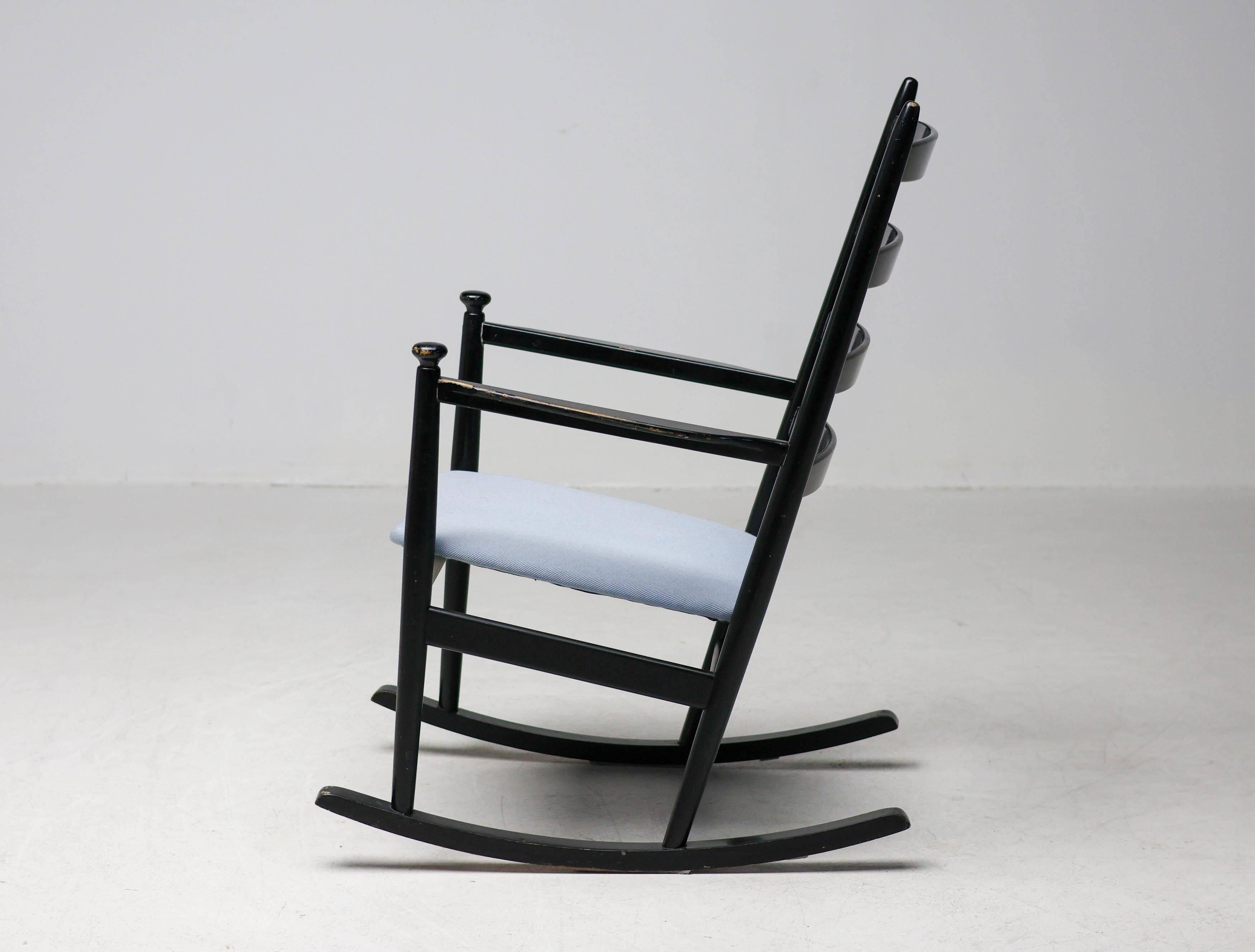 Black beech rocking chair by Niels Eilersen, Denmark, 1960s