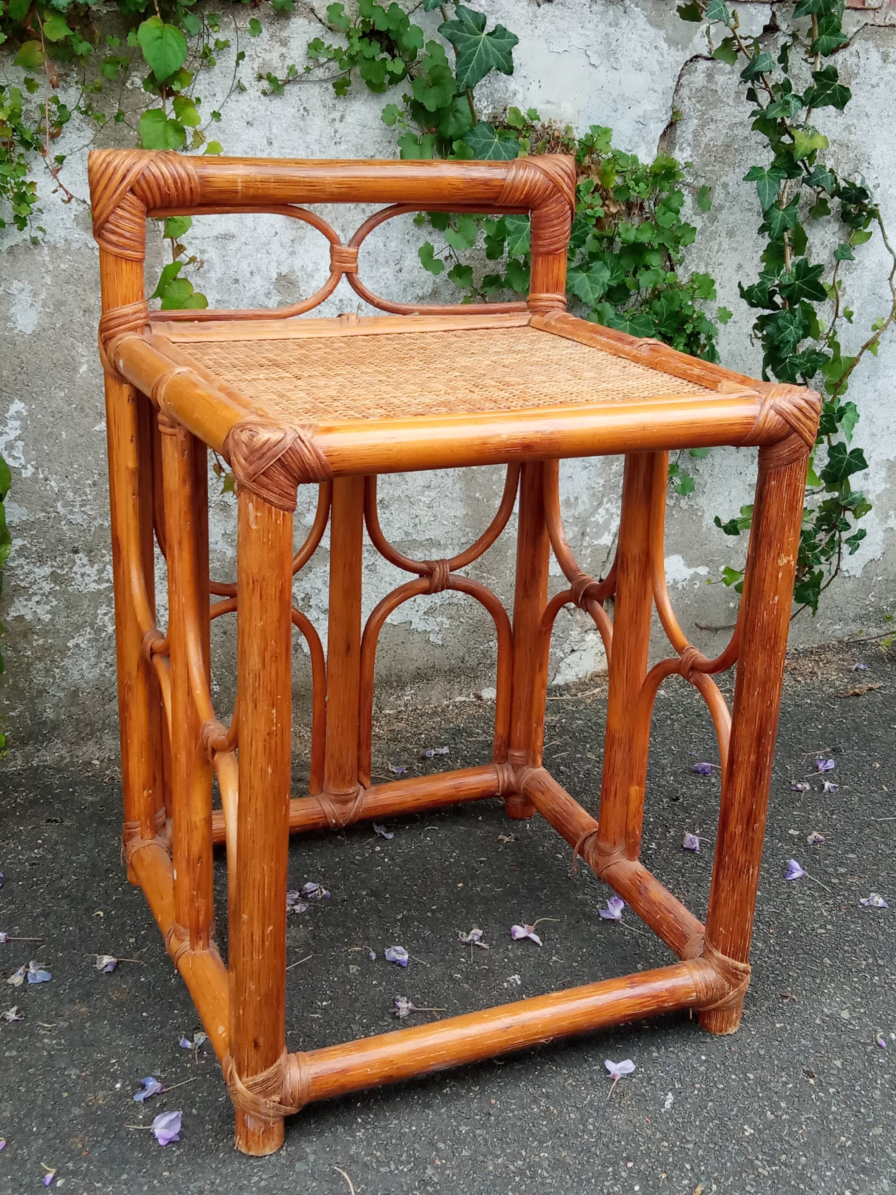 Rattan side table