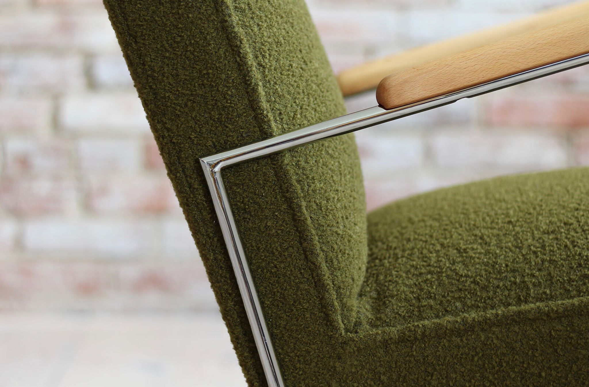 Bauhaus style armchairs, 1950s, polish design, kvadrat reupholstery, set of 2