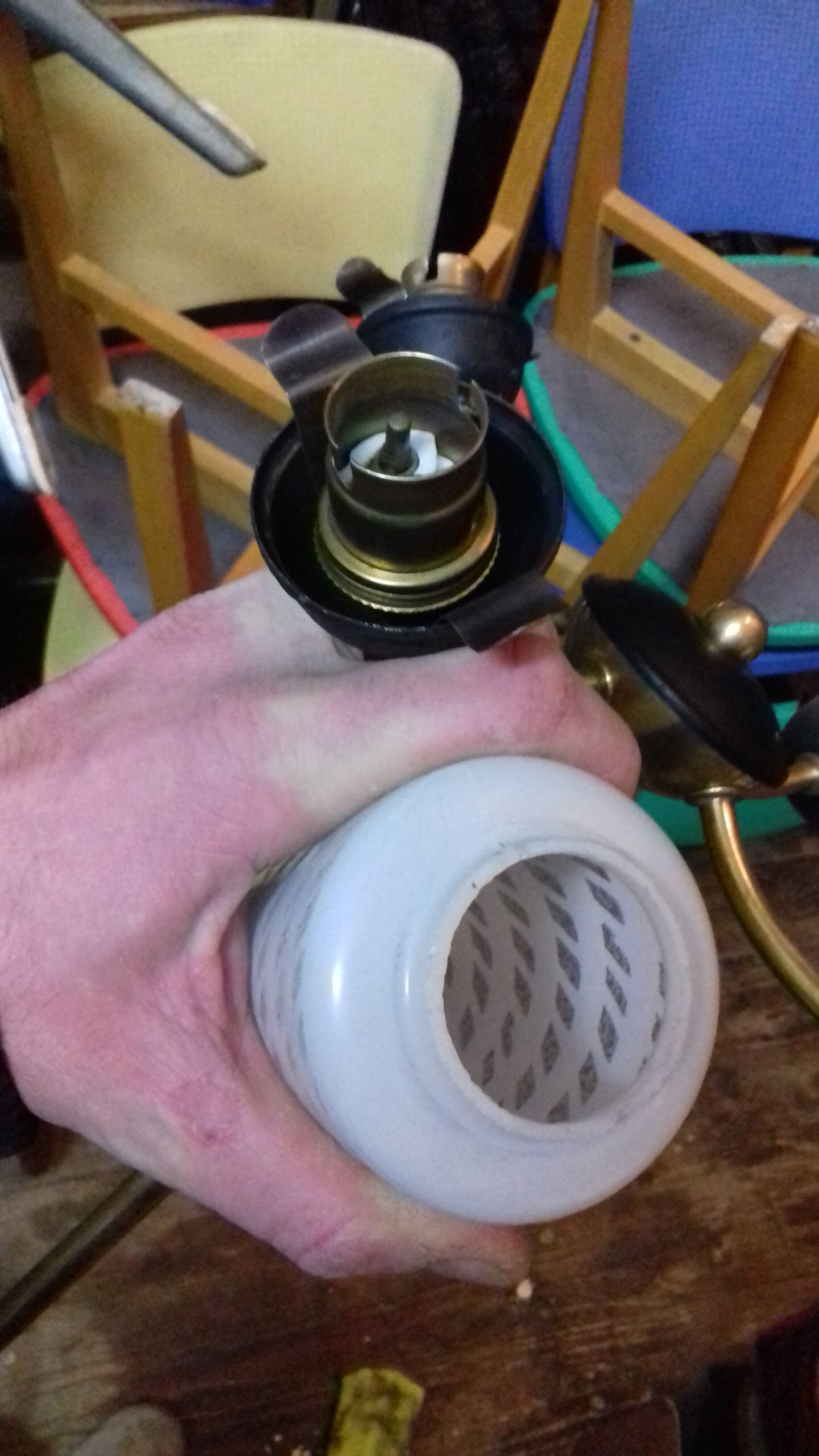 Luster 4 black branches, gold and glass