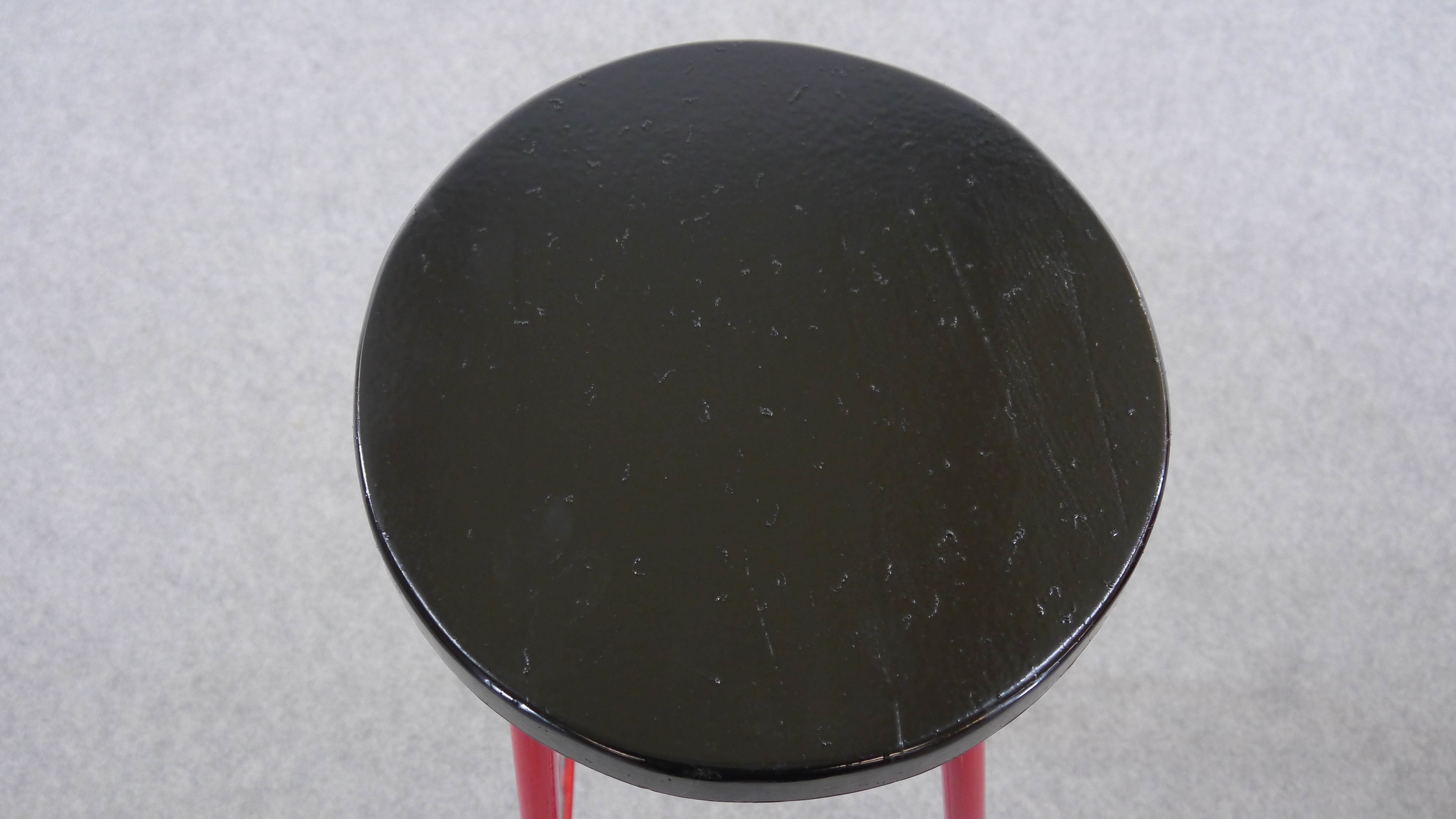 Midcentury set of 3 bar stools in red and black, 1960s-1970s