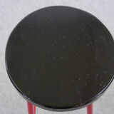 Midcentury set of 3 bar stools in red and black, 1960s-1970s