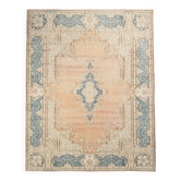 Tapis persan vintage en laine noué main, style classique, motif floral, 300x368.