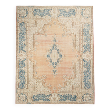Tapis Persan Vintage Laine Noué Main, Style Classique, Motif Floral,300x368