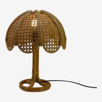 Vintage table lamp rattan and wicker 1970