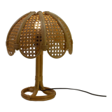 Vintage table lamp rattan and wicker 1970