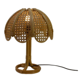 Vintage table lamp rattan and wicker 1970