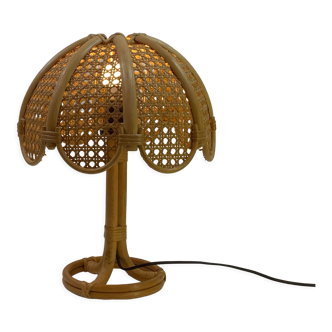 Vintage table lamp rattan and wicker 1970