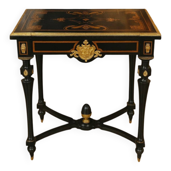 Table de courtoisie ''Boulle'' époque Napoléon III en marqueterie