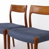 Pair Niels Møller Model 77 Teak Dining Chairs Danish Mid Century 1950s