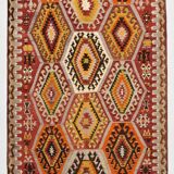 6x9 Large Geometric Style Multicolor Style Wool Vintage Kilim Rug,182x283cm