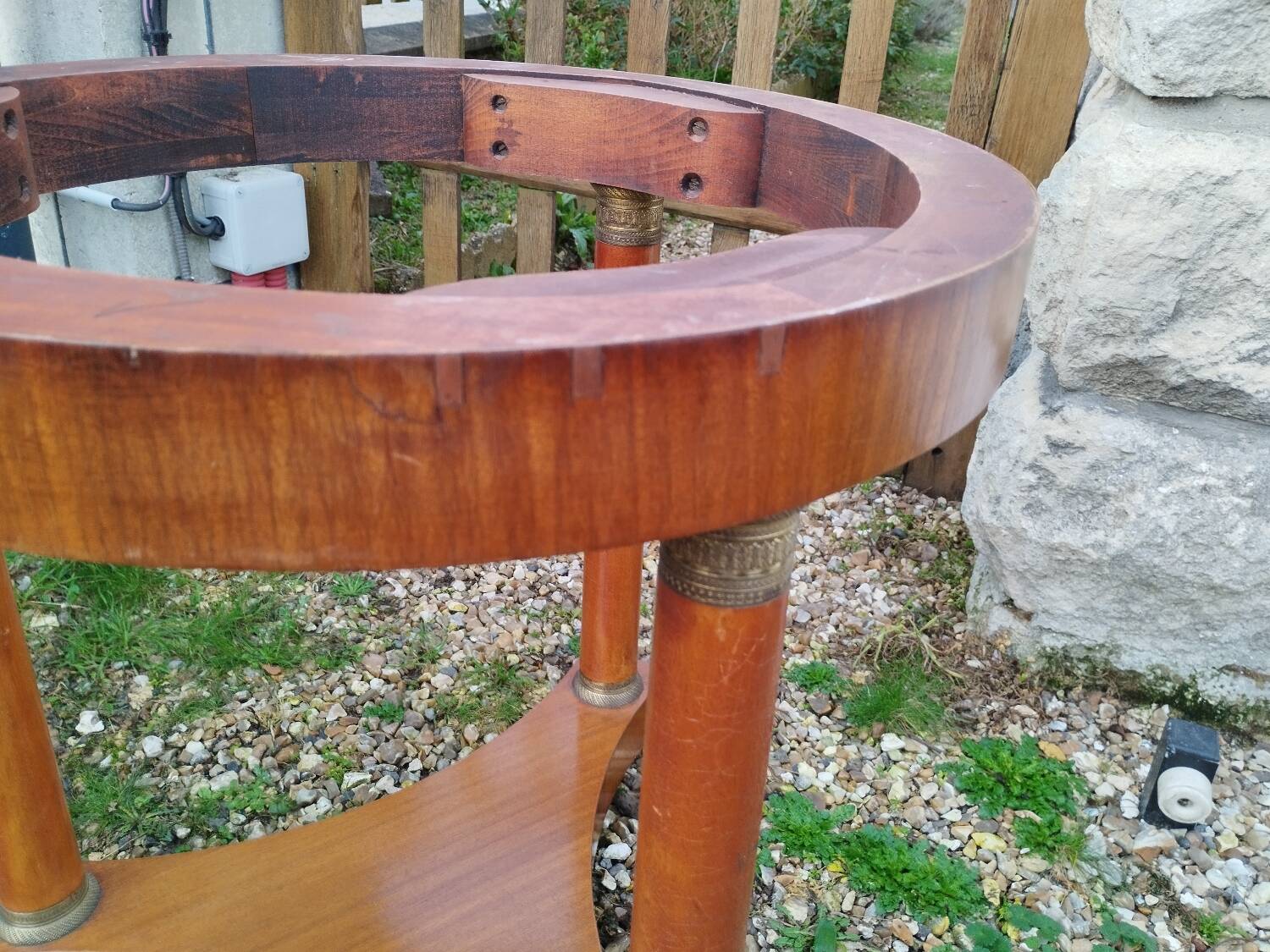 Empire style pedestal table with marble top