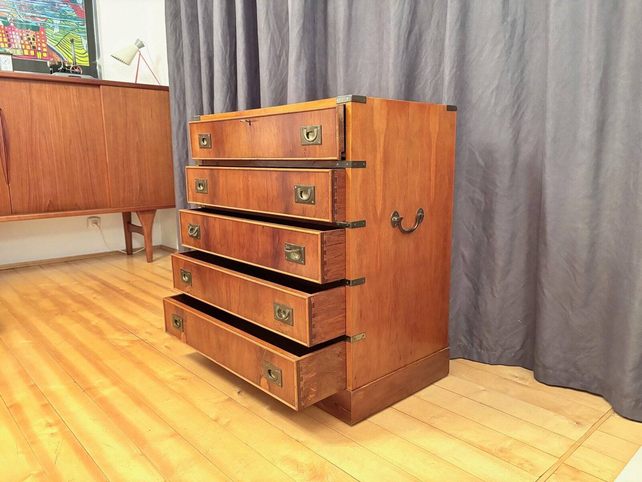 Campaign military chest of drawers and writing desk, Great Britain, 1950s