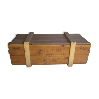 Castrol old wooden transport crate with its lid