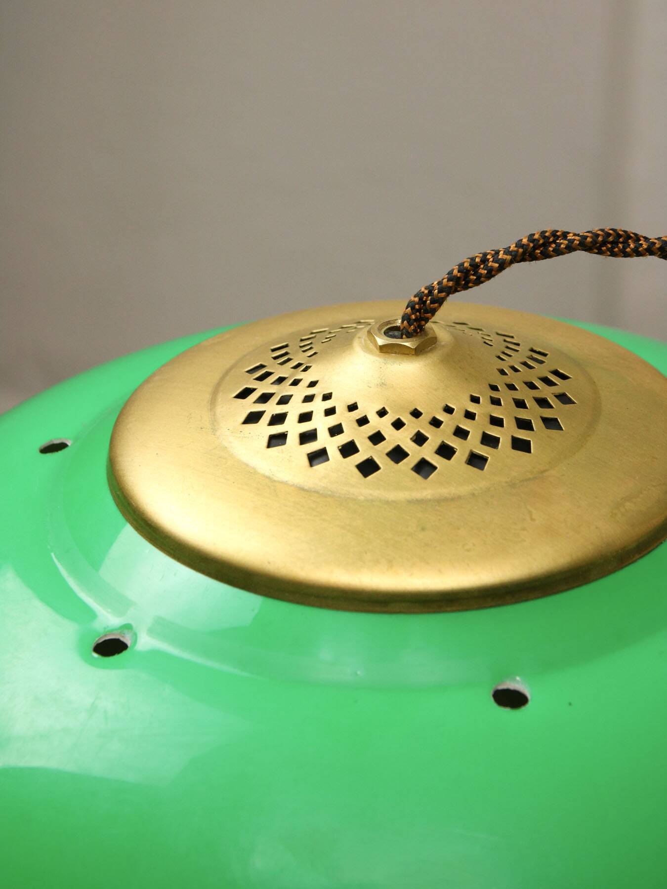 Vintage Green Italian Pool Table Lamp in Brass and Plastic