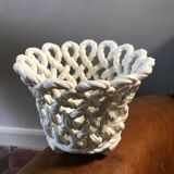 Braided white ceramic pot cover