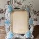Miroir rectangulaire en verre de Murano aux fleurs bleues – Années 50