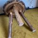Brutalist wooden tripod stool