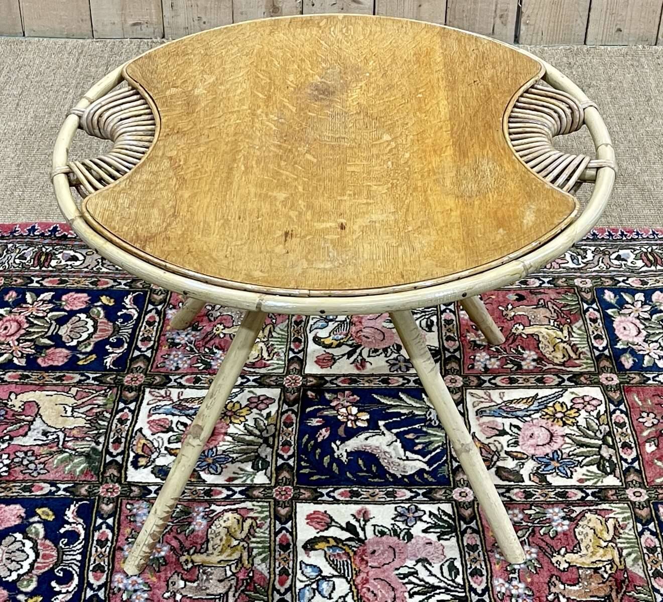 Rattan pedestal table from the 60s