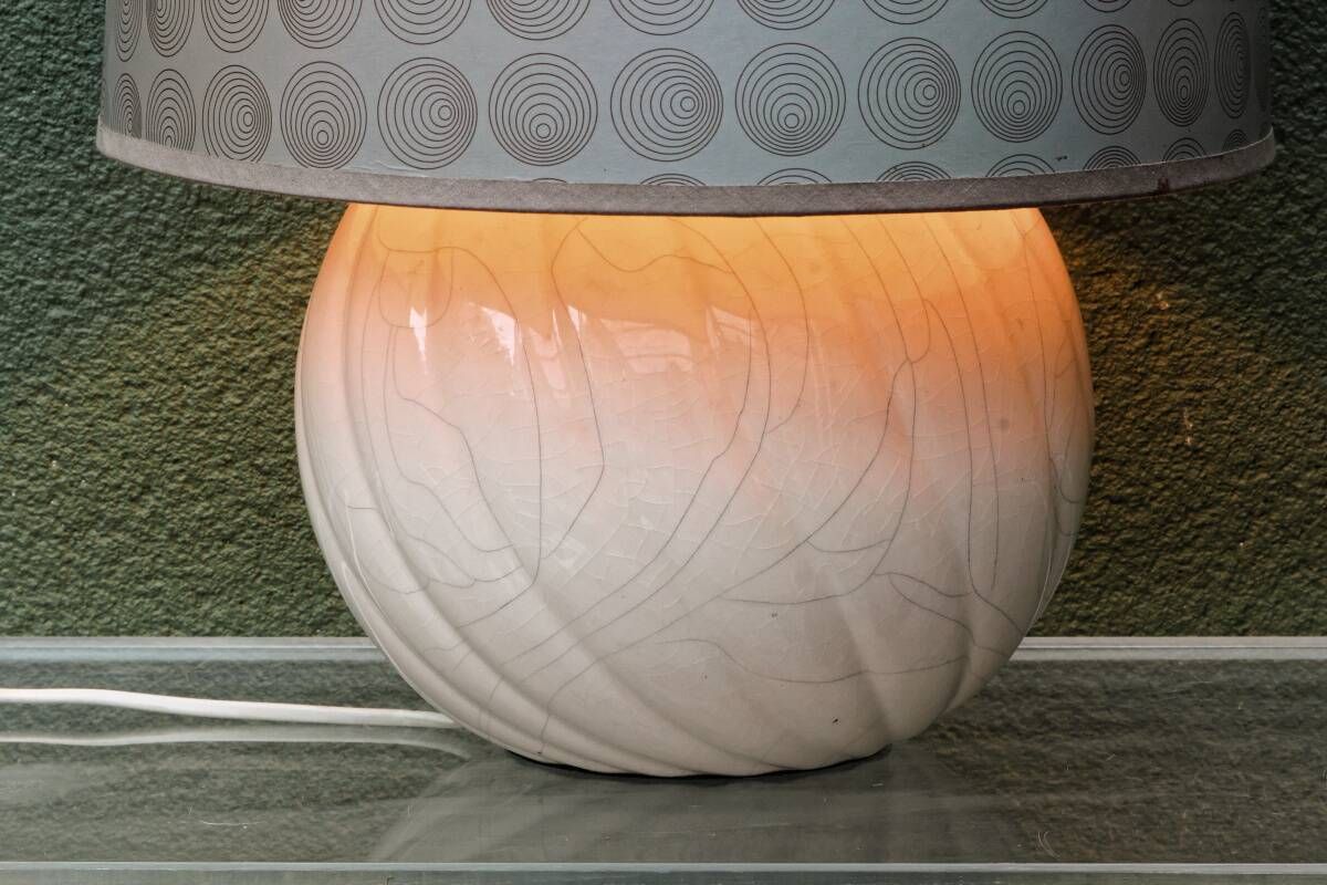 Twisted ball lamp in cracked ceramic, 1980s