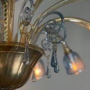 Venetian lustre in two-colour Murano glass, blue and gilded, circa 1990.