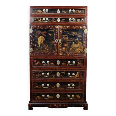 Cabinet chinois en bois laqué et bois peint – début XXème