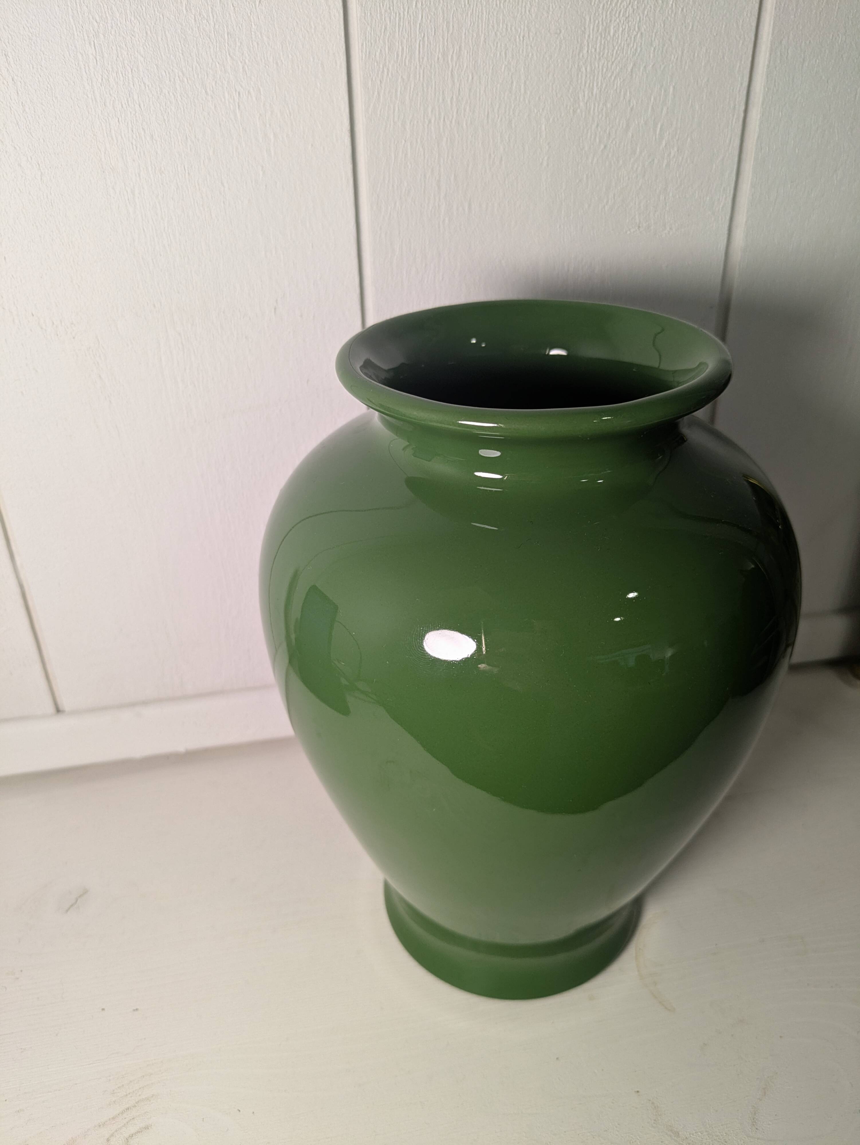 Green ceramic vase