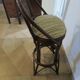 Set of 2 swivel bar stools / chairs - wood - cane - rattan - 80s