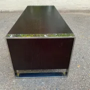 Low design TV unit XXL Dark wood wenge & chrome metal 120cm