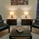 Pair of lacquered and marble bedside tables