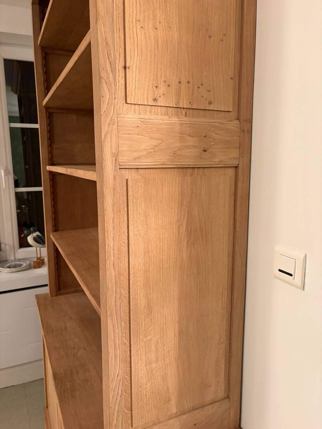 Solid oak library sandblasted