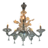 Venetian lustre in colourless Murano glass, circa 1950.