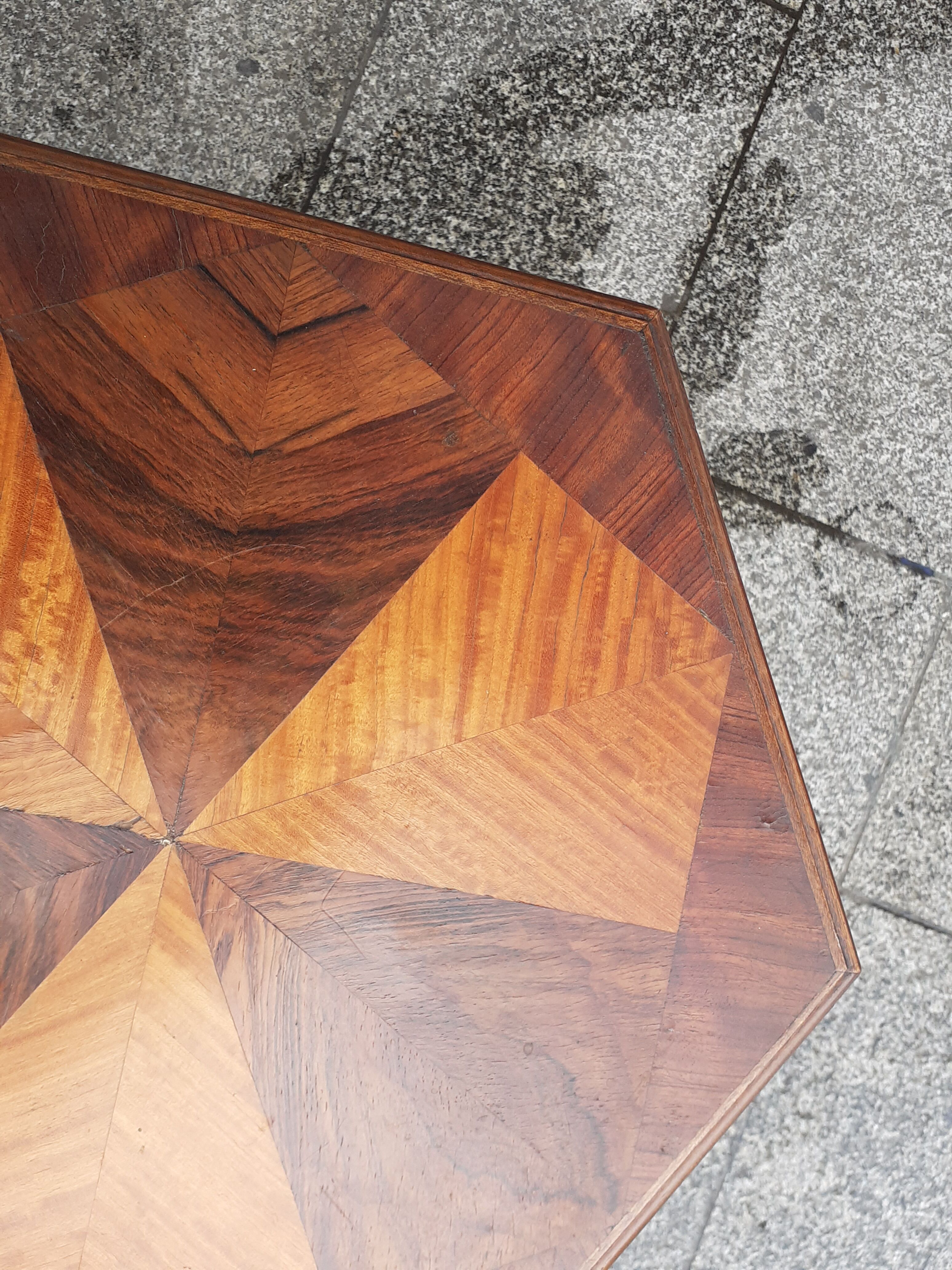Gueridon old marquetry table old art deco vintage