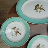 Lot 1 large oval dish and 3 bird plates Green background